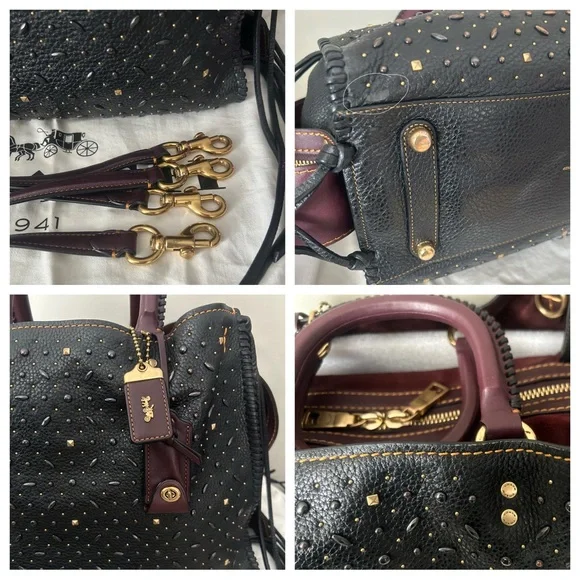 COACH Whiplash Rivets Rogue Bag 36 In Pebble Leather *Anniversary Rogue* - Picture 9 of 12